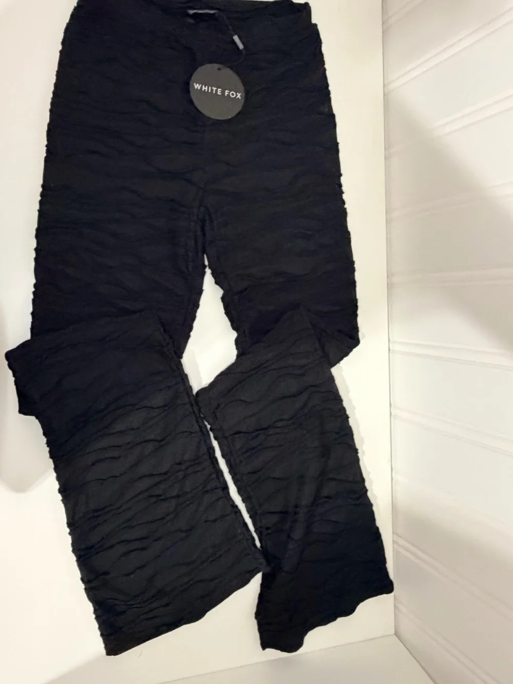 White Fox SHEER Black Textured Leggings